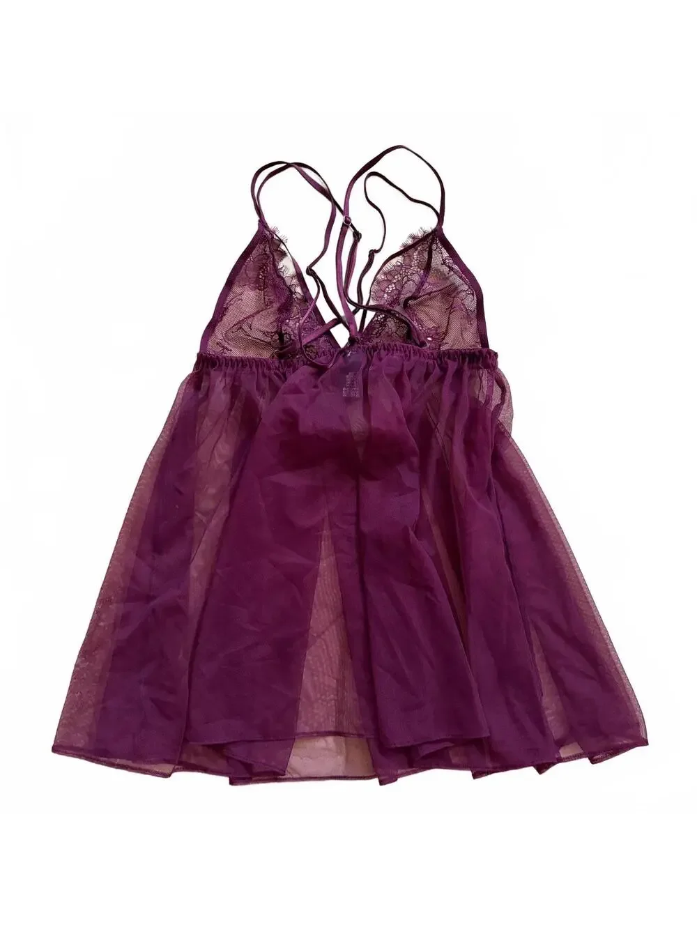 Victoria’s Secret Babydoll Mini Slip Dress Pleated Chiffon Sheer Lace Small NWT